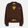 Attico Brown Cropped Sweatshirt With V Neck And Logo Lettering On The Front In Cotton Woman In Brown