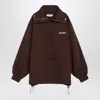 Attico Brown Double American Fleece Anorak Sweatshirt In Brown