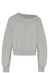 Attico Logo Sweatshirt With Crossed Neckline And Open Back In Melange Grey/beige