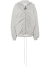 Attico Cotton Jersey Hoodie Zip-up Drawstring Hem In Grey