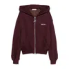 Attico Bordeaux Cropped Sweatshirt With Fixed Hood And Logo Lettering On The Front In Cotton Woman In Burgundy