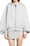Attico Double American Fleece Zip-up Hoodie In Gray