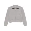 Attico Cropped High Collar Knit Jacket In Grey
