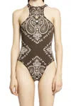 Attico Bandana Print Lycra One Piece Swimsuit In Brown