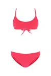 Attico Nylon Bikini With Scoop Neckline And Ribbed Texture In Pink