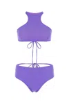 Attico Stretch Nylon High-waisted Bikini Bottoms In Purple