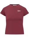 Attico Bordeauc Cotton T-shirt With Embroidered Logo In Red