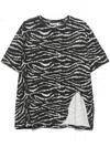 Attico Asymmetric Zebra Print Crewneck Top In Multicolour