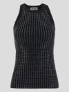 Attico Black Hotfix Crystal Tank Top In Black