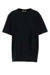 Attico Asymmetric Oversized Round Neck Short Sleeve Top In Black