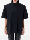 Attico Modern Mock Neck T-shirt With Short Sleeves In Black