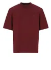 Attico Crewneck Mock Neck Logo Embroidered Top In Burgundy