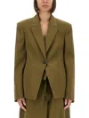 Attico Structured Jacket With Pockets And Lapels In Green