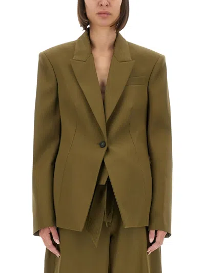 ATTICO THE ATTICO TAILORED GABARDINE JACKET WITH UNIQUE TIE DETAIL