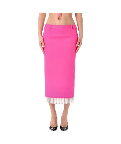 Attico The  Tailored Midi Skirt In Pink