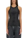 Attico Black Hotfix Crystal Tank Top