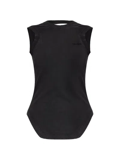 Attico Logo-embroidered Tank Top In Black