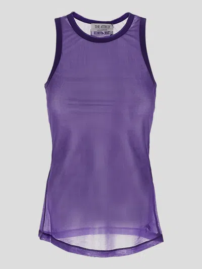 Attico Logo-embroidered Sleeveless Top In Purple