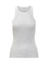 Attico White Tank Top With Multicolor Rhinestone In Jersey Woman