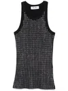 Attico Sleeveless Cotton Top Crystal Studs In Black