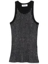 Attico Fitted Midi Dress With Shimmering Embellishments In Black