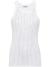 Attico White Tank Top With Multicolor Rhinestone In Jersey Woman