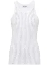 Attico White Tank Top With White Rhinestone In White