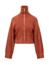 Attico Cropped Knit Cardigan High Collar In Brown