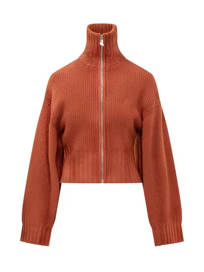 Attico The  The Attic Cropped Zip Sweater In Brown