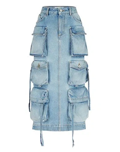 Attico Cargo Denim Skirt In Blue