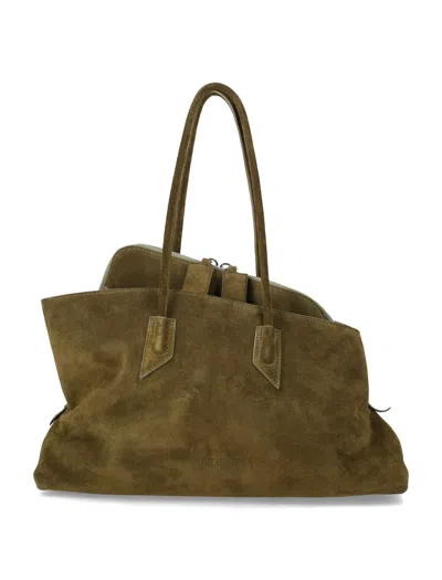 Attico La Passeggiata Medium Suede Tote In Green