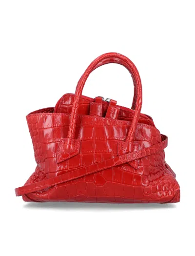 Attico The  The Paintsseggiata Mini Structured Top Handle Bag With Removable Shoulder Strap In Rosso