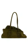 Attico La Passeggiata Small Bag In Khaki Green Suede In Green