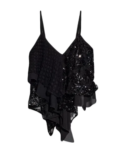 Attico The  Woman Top Black Size 4 Polyester, Cotton, Polyamide, Elastane