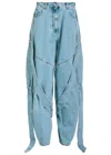 Attico The  Tie-embellished Barrel-leg Jeans In Blue
