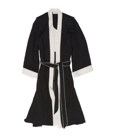 Attico The  Tied Waist Long Coat In Black