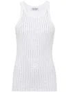 Attico White Tank Top With White Rhinestone
