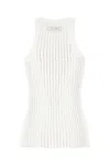 Attico Womens Pink Crystal-embellished Ribbed Cotton Tank Top In White