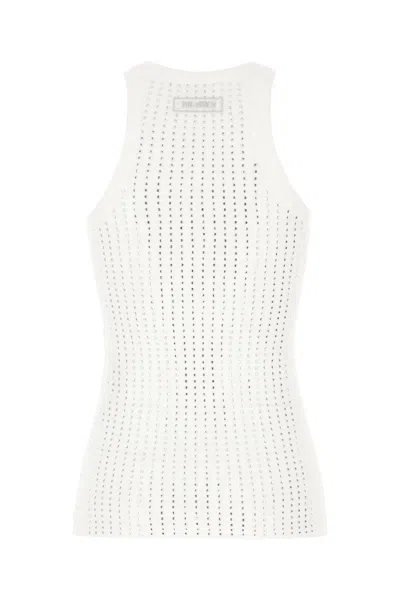 Attico Crystal-embellished Cotton Tank Top In White