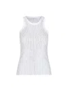 Attico Womens White Crystal-embellished Ribbed Cotton Tank Top