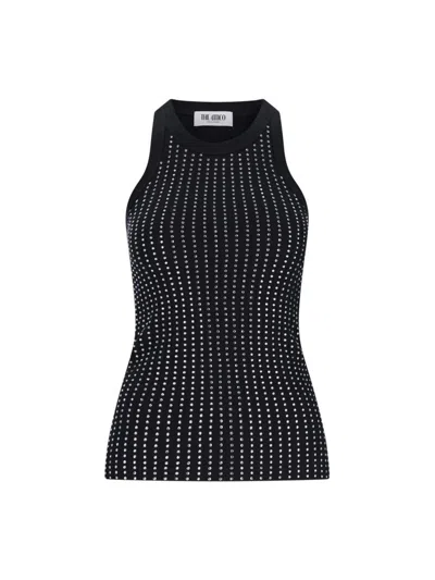 Attico Black Hotfix Crystal Tank Top
