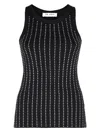 Attico Fitted Black Cotton Top With All-over Paillettes In Black