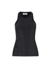 Attico Fitted Black Cotton Top With All-over Paillettes In Black