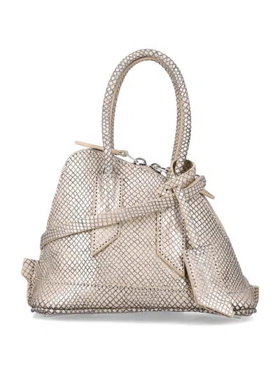 Attico The  Top Handle Satchel Bag In Platinum