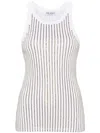 Attico White Tank Top With Multicolor Rhinestone In Jersey Woman