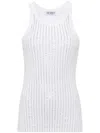Attico White Tank Top With Multicolor Rhinestone In White