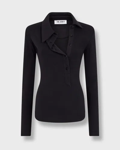 Attico The  Top Ribbed-knit In Black