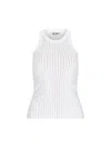 Attico Womens White Crystal-embellished Ribbed Cotton Tank Top In White