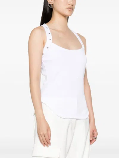 Attico Cotton Studded-strap Tank Top In White