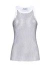Attico Crystal-embellished Ribbed Tank Top In White